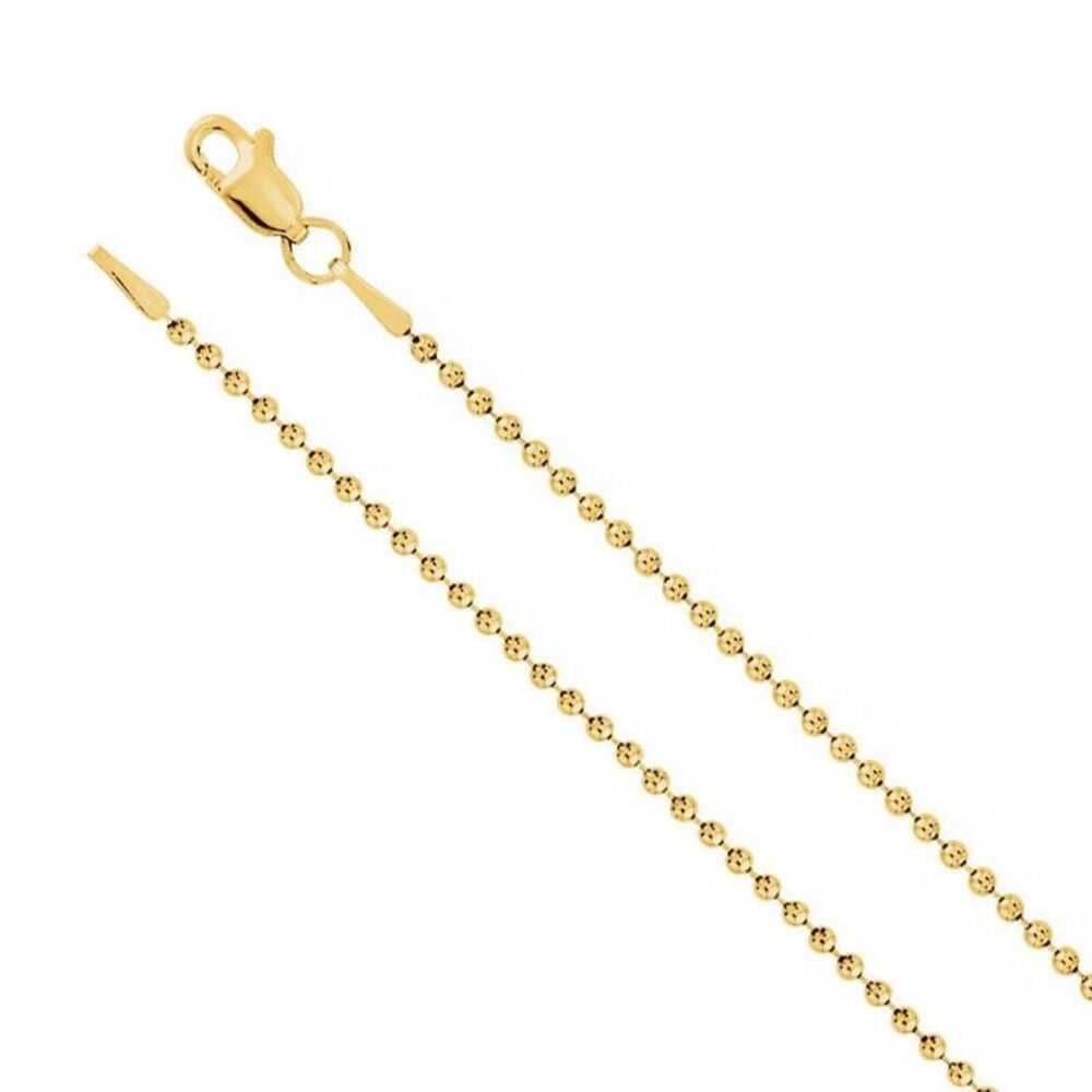 1.5mm 14K Yellow Gold Solid Bead Chain Necklace, 24 Inch